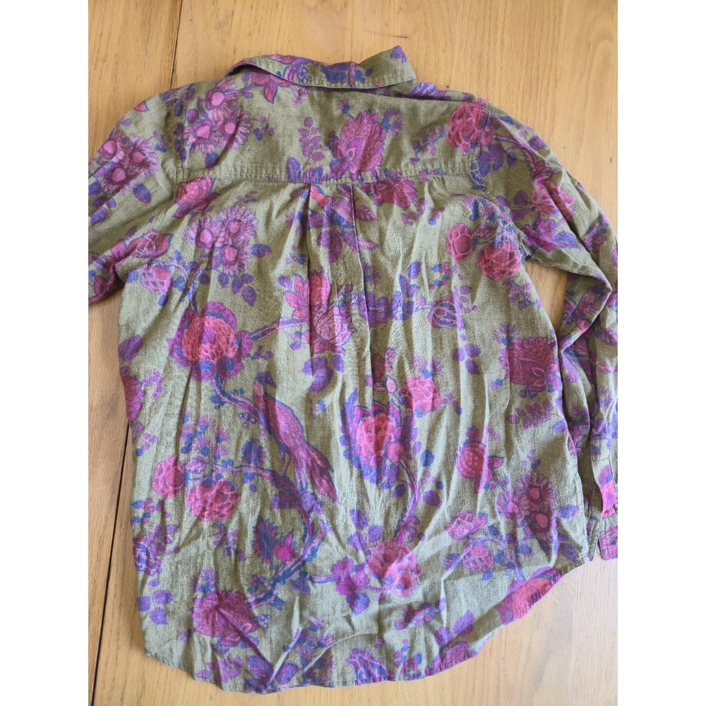 Sundance Floral Button-Up Collared Blouse Long Sleeve S Boho Earthy Cottagecore - Picture 3 of 8